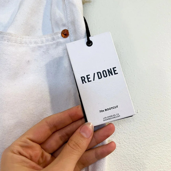 REDONE 70's Bootcut High Waist White Designer Classic Casual Denim Jeans 29 NWT - Picture 5 of 11